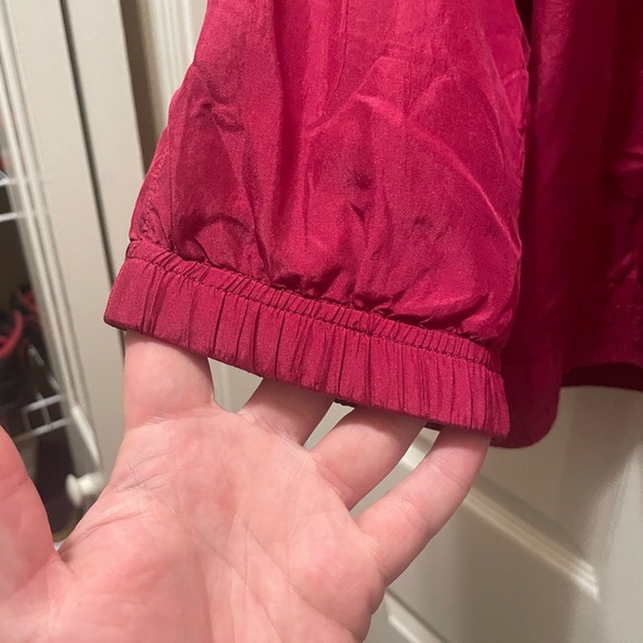 NWT Vintage EVR 80s 90s 100% Silk Windbreaker SweatSuit Red Quilted Studded Sz L - Picture 13 of 14